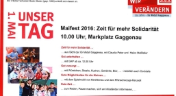 Maifest 2016: Zeit für mehr Solidarität! 10:00 Uhr Marktplatz Gaggenau