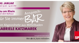 Gabriele Katzmarek lädt ein zur AnsprechBAR in Au am Rhein, Elchesheim-Illingen und Steinmauern